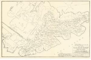 ["The document represents a plan item is a plan of 108 lots for the home sites area Caney Creek, which is located on the northern coast of Lake Texoma. Lots (land; diazotype, blackline print); 10 7/16 x 16 1/16 inches; R-V22-4/7.1."]