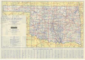 ["Topographic, road map (broadside, notice; color); 21 11/16 x 30 15/16 inches; Inscriptions (left side; black, pen)."]