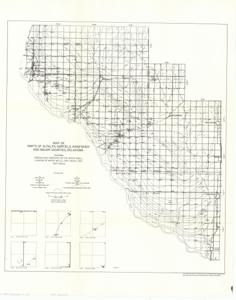 ["The document represents a map item is contour and hydrologic map showing generalized contours on the water table; location of water wells, test holes, and shot holes. Contour map (hydrologic map; geological map); 24 1/16 x 19 1/16 inches; Plate 5."]