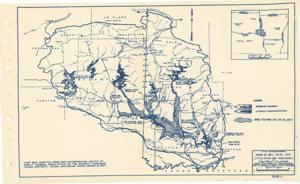 ["The document represents a map item is watershed map of the Little River watershed area in Southeast Oklahoma and Southwest Arkansas, which depicts the areas flooded on August 27-29, 1947 from a storm. Watershed map (hydrologic map; diazotype, blueline print); 10 15/16 x 18 3/16 inches; Plate 2."]