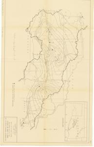 ["The document represents a map item is a weather (isohyetal) map of the Washita River Sub-Basin in Oklahoma, which depicts the amount of rainfall as well as the locations of peak flow from the May 17, 1947 storm. Weather map (hydrologic map); 21 1/16 x 33 5/16; Plate 3."]