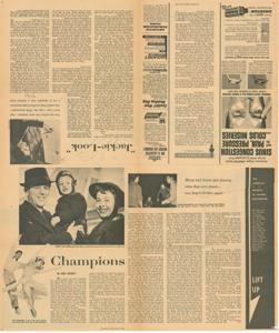 ["The document represents a map item is a newspaper clipping of an article on the arms race with the Soviet Union. Clipping includes illustrations of Soviet and United States rockets. Clipping (information artifact); 25 1/2 x 21 1/2 inches."]