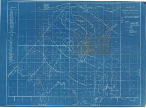 ["The document represents a map item is a geological map of the San Jon Structure in Quay County, New Mexico and features contours showing configuration top of Santa Rosa sandstone. Geological map (contour map; blueprint); 24 3/4 x 34 1/4 inches."]