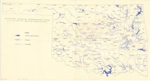 ["The document represents a map  features water resources coded in three different statuses: existing or under construction (solid), authorized (striped), recommended (blank). Hydrologic map (color); 18 1/4 x 34 1/16 inches."]