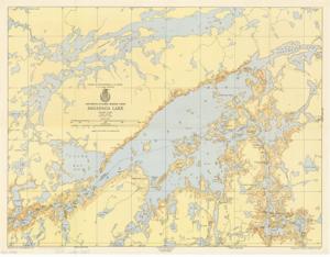 ["The document represents a diagram item is a map of Saganaga Lake on the border of Minnesota and Ontario. On verso of map is Chart Index, Minnesota-Ontario Border Lakes with legend and additional information. Topographic map (contour map; Lambert Conformal Conic Projection; gel-lithograph; color); 17 x 22 inches; Chart No. 809; 37."]
