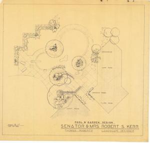 ["The document represents a plan item is a planting plan for the garden surrounding the pool and the areas adjacent to the residence and cabana. Planting plan (site plan; diazotype, blackline print); 20 3/4 x 22 inches."]