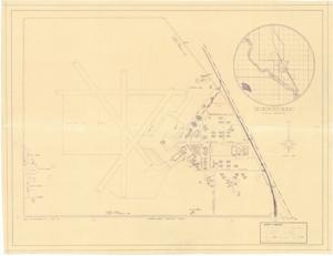 ["The document represents a plan item is a plan and planimetric map of the University of Oklahoma's North Campus and features a red outlined area labeled National Guard Lease. A vicinity map is included within the plan. Plan (planimetric map; diazotype, blackline print); 24 5/8 x 32 3/8 inches; Annotated and Inscribed (red, pencil); Inscribed (verso, bottom, left corner): Exhibit D."]