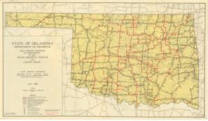 ["State of Oklahoma Highways (1935) map illustrates the condition of improvements in the state highway system. Dimensions: 16 x 27 3/4."]