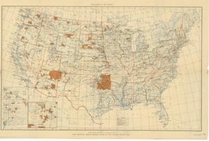 ["Map of Indian Reservations in the United States (1915). Dimensions: 16 3/4 x 25 1/2."]
