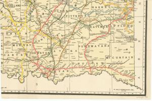["Partial Map of Southeastern Oklahoma, covering the period from 1915-1949 with a specific date of 1920-01. Dimensions: 13 1/2 x 20."]